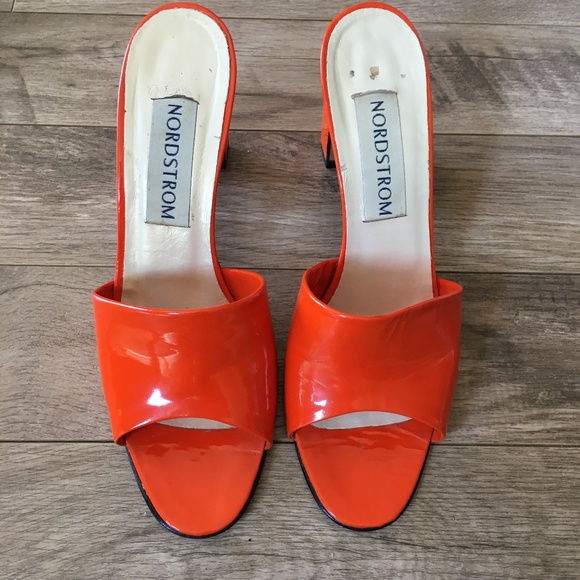 Nordstrom vintage orange patent leather slides - Picture 1 of 8